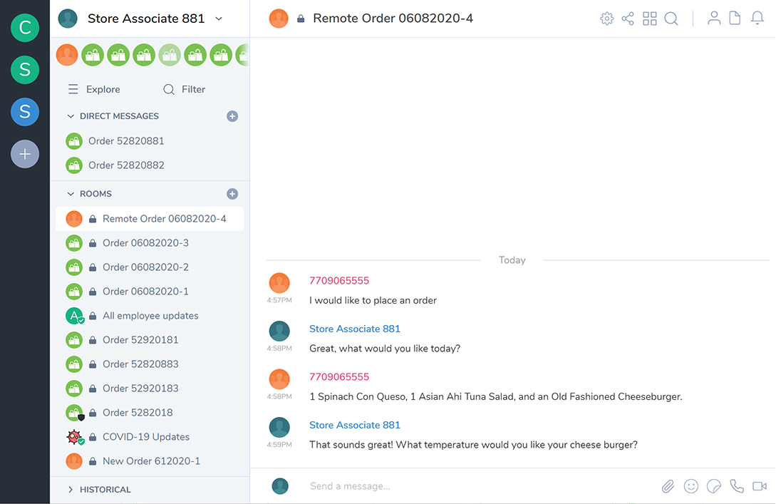 LetsChat-Items-Ordered