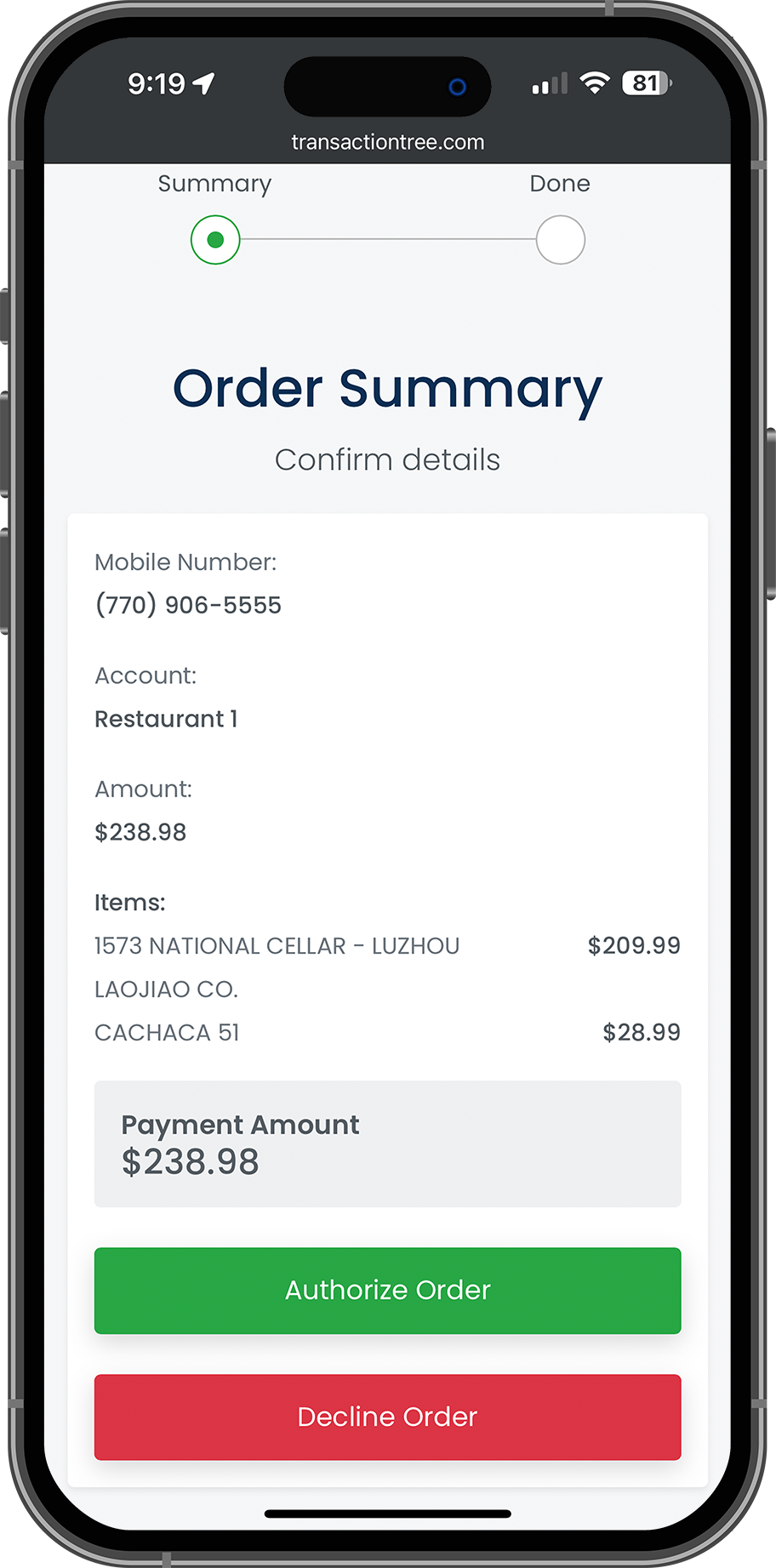 order-summary-approval - TransactionTree - TransactionTree
